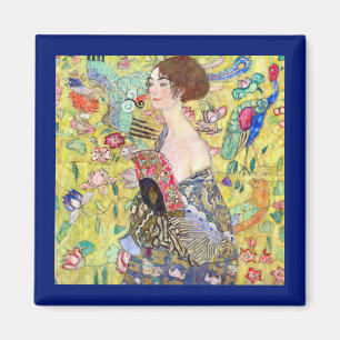 Lady with Fan by Gustav Klimt, Vintage Japonism Magnet