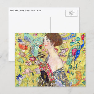 Lady with Fan by Gustav Klimt, Vintage Japonism Postcard