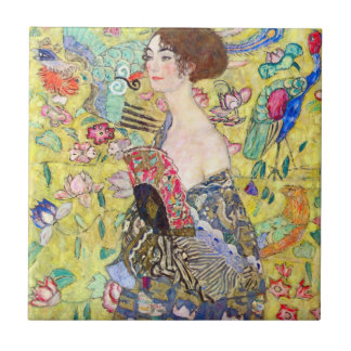 Lady with Fan by Gustav Klimt, Vintage Japonism Tile