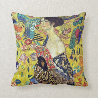 Lady with fan portrait symbolism by Klimt Cushion