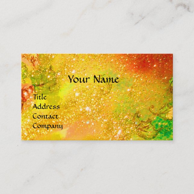 LADY WITH FEATHERED MASK MONOGRAM Gold Yellow Business Card (Front)