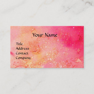 LADY WITH FEATHERED MASK MONOGRAM Pink Fuchsia Business Card