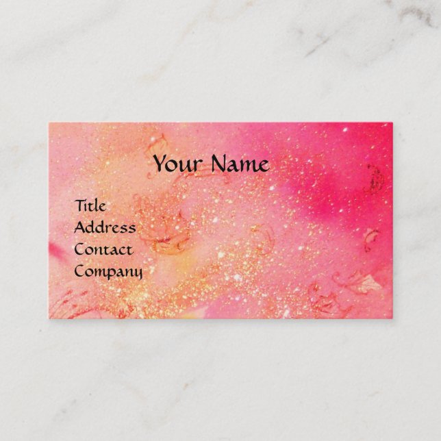 LADY WITH FEATHERED MASK MONOGRAM Pink Fuchsia Business Card (Front)