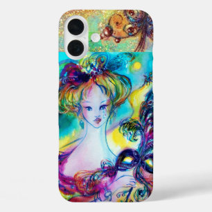 LADY WITH FEATHERED MASK Venetian Masquerade Night iPhone 16 Plus Case