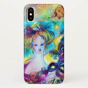 LADY WITH FEATHERED MASK Venetian Masquerade Night iPhone X Case