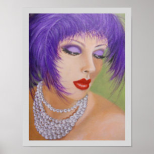 Lady with feathers in her hair poster
