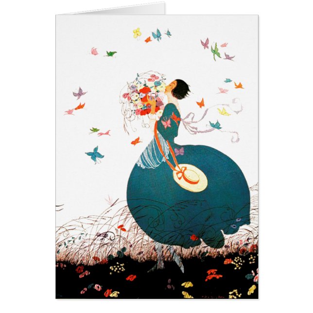 LADY WITH FLOWER BOUQUET AND BUTTERFLIES (Front)