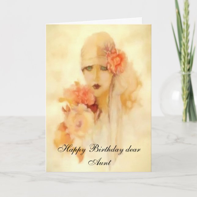 "LADY WITH GREEN EYES" AUNT BIRTHDAY CARD (Front)
