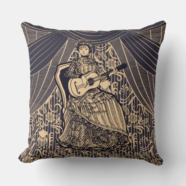 Lady with guitar cushion (Front)