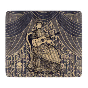 Lady with guitar   cutting board