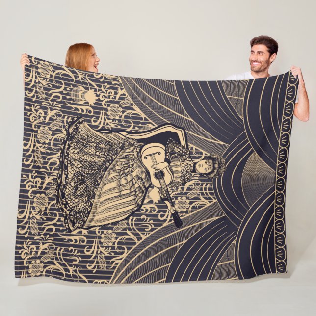 Lady with guitar fleece blanket (In Situ)