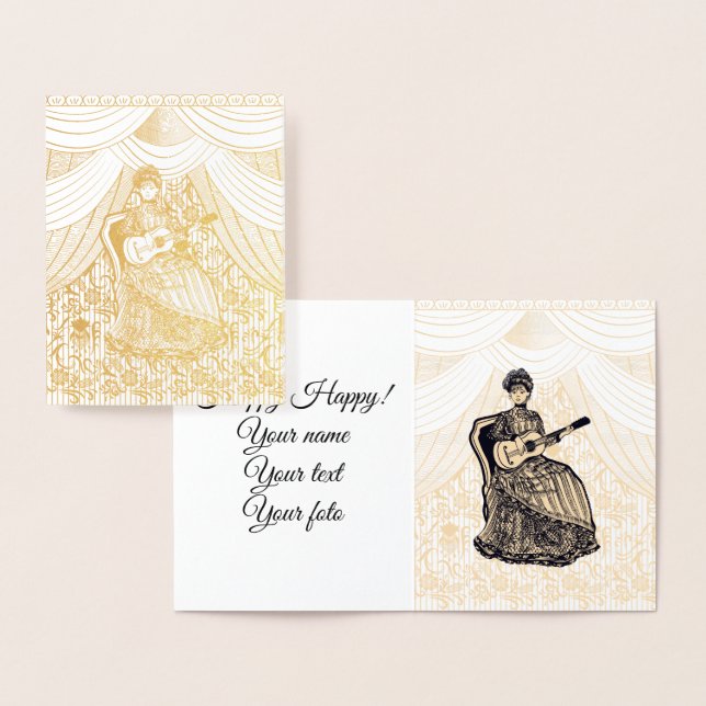 lady with guitar foil card (Display)