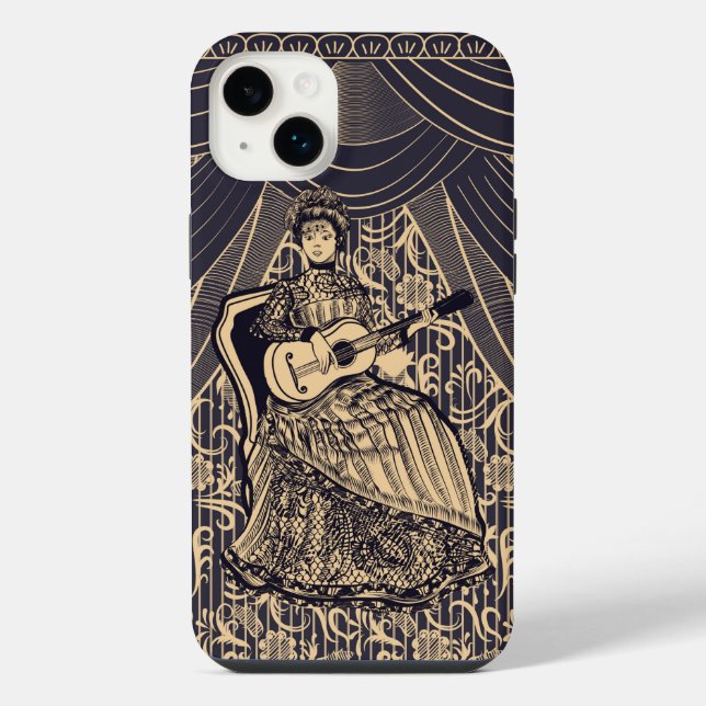 Lady with guitar iPhone case (Back)