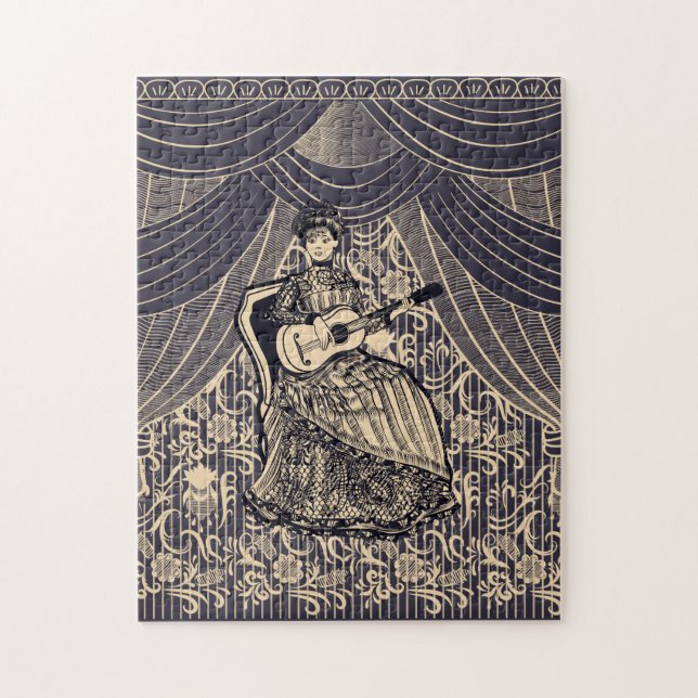 Lady with guitar jigsaw puzzle (Vertical)