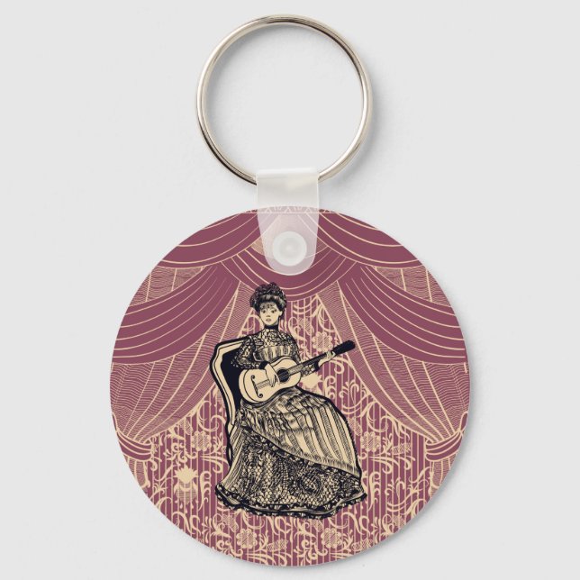 Lady with guitar   key ring (Front)