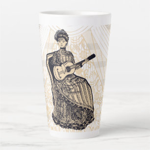 Lady with guitar latte mug