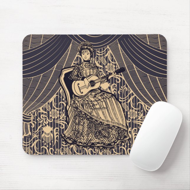 Lady with guitar mouse mat (With Mouse)