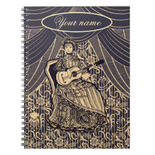 Lady with guitar notebook