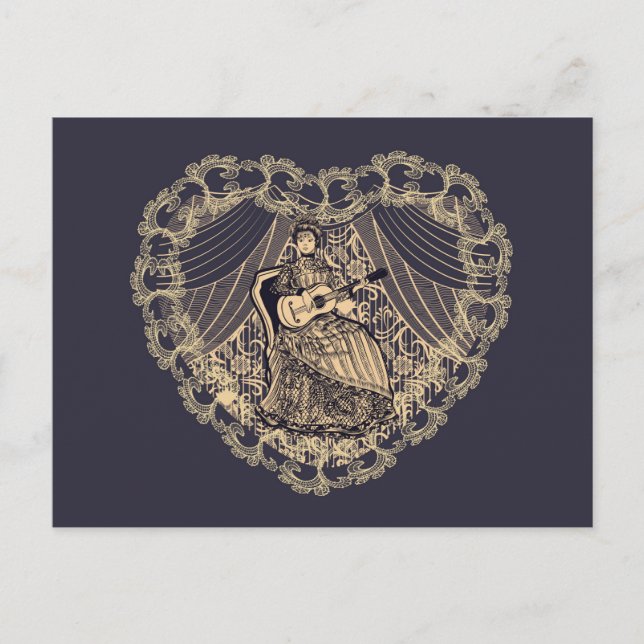 Lady with guitar postcard (Front)