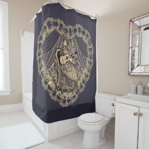 Lady with guitar shower curtain