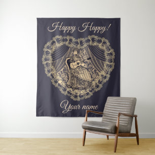 Lady with guitar tapestry