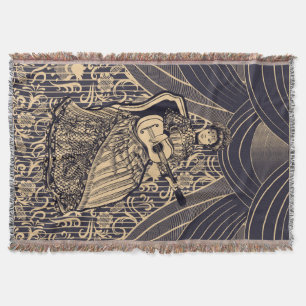 Lady with guitar throw blanket