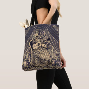 Lady with guitar tote bag