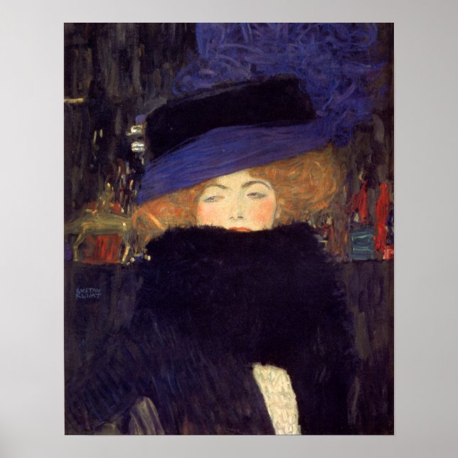 Lady with Hat and Feather Boa - Gustav Klimt Poster (Front)