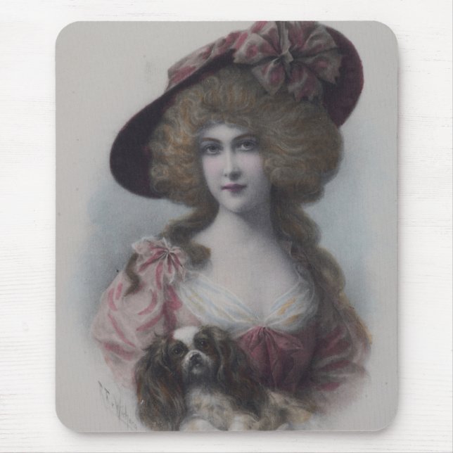 Lady with her Cavalier Mouse Mat (Front)