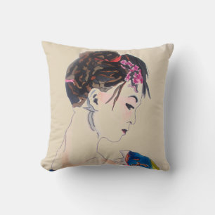 Lady with kimono cushion