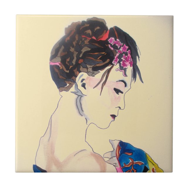 Lady with kimono tile (Front)