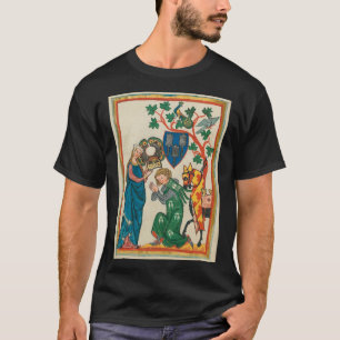 Lady with Knight, 14th Century Mediaeval Manuscrip T-Shirt