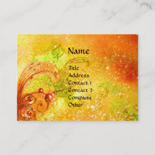 LADY WITH MASK IN THE NIGHT ,Gold Yellow Sparkles Business Card