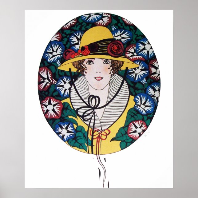 Lady with Morning Glories Poster (Front)
