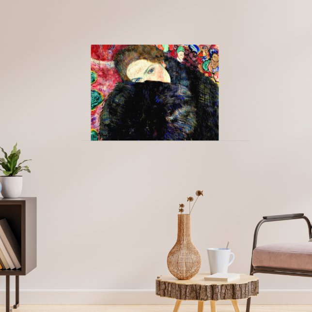Lady with Muff by Gustav Klimt Poster (Living Room 3)