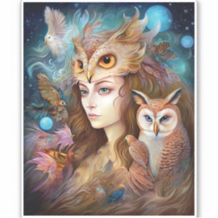 Lady With Owl Surreal Fantasy Art