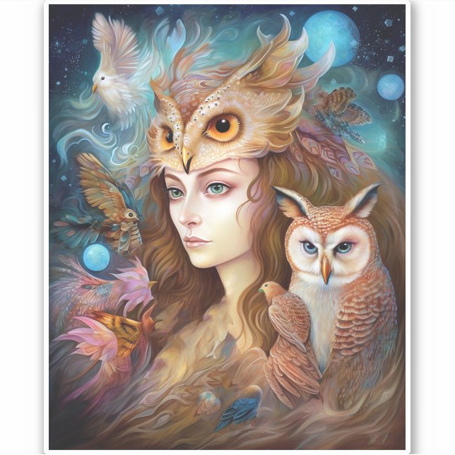 Lady With Owl Surreal Fantasy Art (Front)