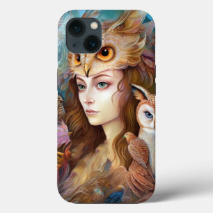 Lady With Owl Surreal Fantasy Art iPhone 13 Case