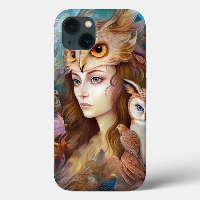 Lady With Owl Surreal Fantasy Art Case-Mate iPhone Case (Back)