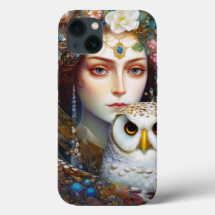 Lady With Owl Surreal Fantasy Art iPhone 13 Case