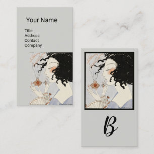 LADY WITH PERFUME BOTTLE ART DECO BEAUTY Monogram Business Card