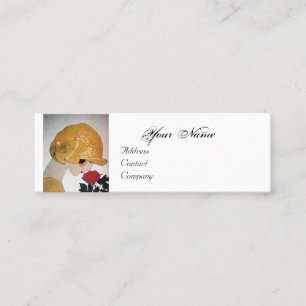LADY WITH RED ROSE BEAUTY FASHION COSTUME DESIGNER MINI BUSINESS CARD