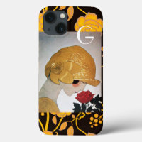 LADY WITH RED ROSE MONOGRAM