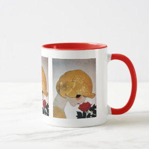 LADY WITH RED ROSE MUG