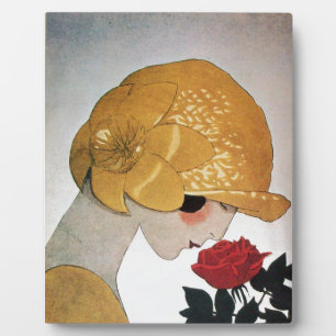 LADY WITH RED ROSE PLAQUE