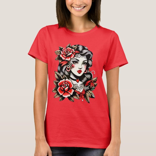Lady with Roses T-Shirt (Front)