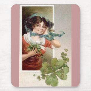 Lady with Shamrocks Mouse Mat