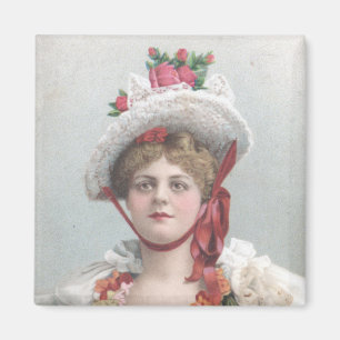 Lady with the Red Rose Hat Magnet
