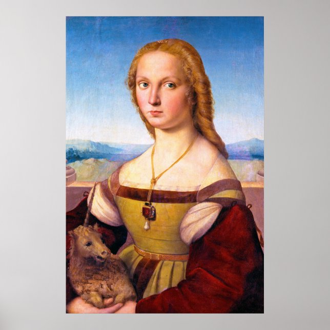 Lady with the Unicorn Raphael Santi portrait paint Poster (Front)