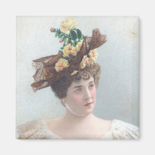 Lady with the Yellow Rose Hat Magnet